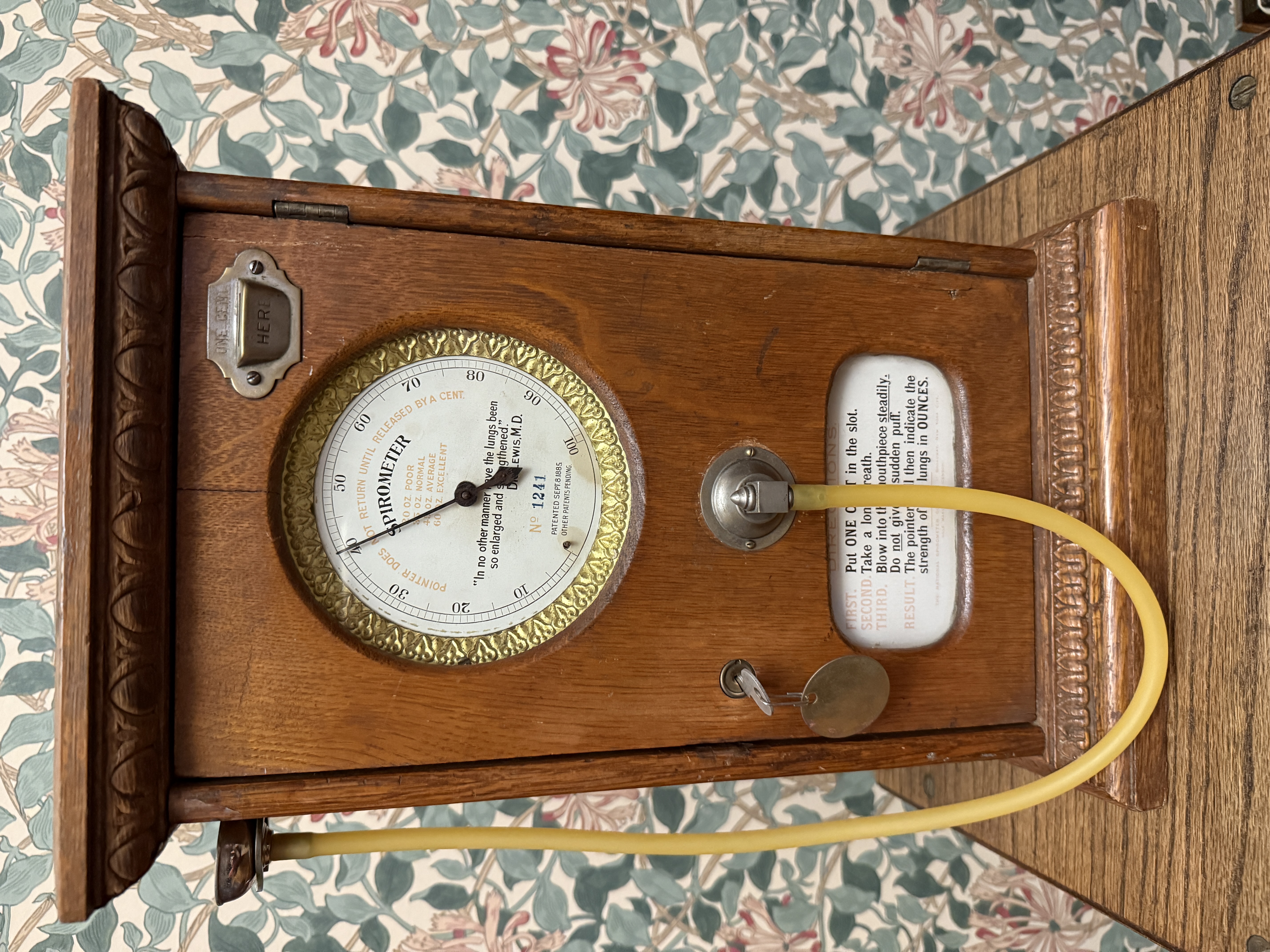 Gem Victorian coin op spirometer lung tester * works * 1885